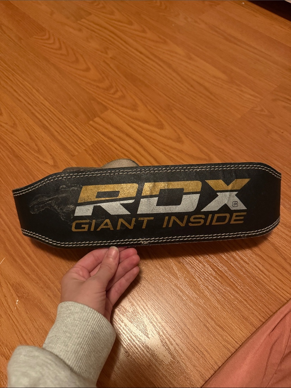 Black & Gold Weightlifting Support Belt - Giant Inside